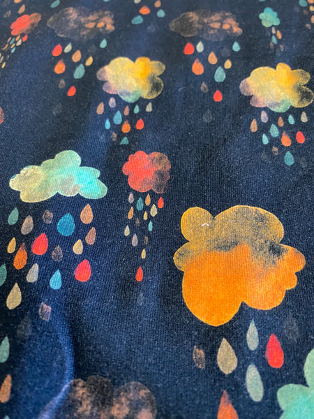 Fabric Earth toned Rainbow Collection Rain Clouds on Navy