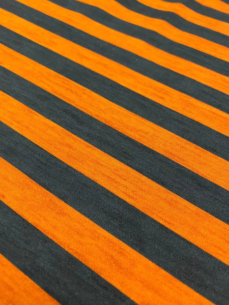 Fabric Orange and Dark Blue / Grey Stripes