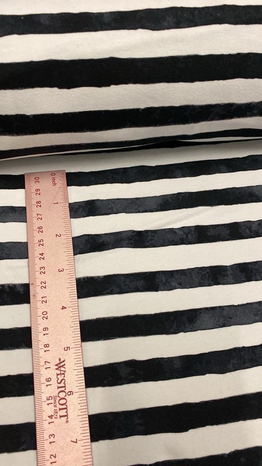 Watercolour Stripes Black and White (WIDE - 0.5 inch) in FT in YARDS