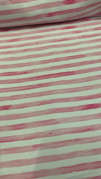 Watercolour PIN Stripes Pink On Various Bases (just under a meter)