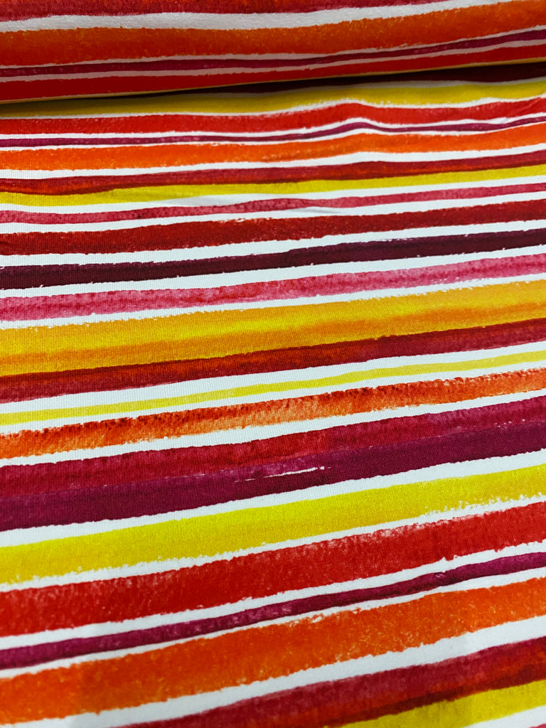Fabric Orange and Red Sunset Stripes