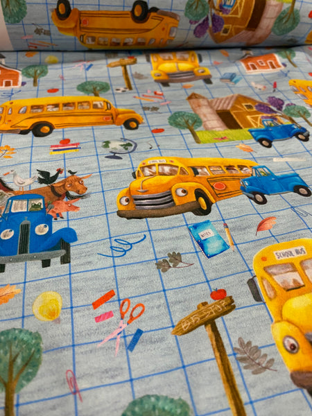 Fabric LBT Time for School Main on BLUE