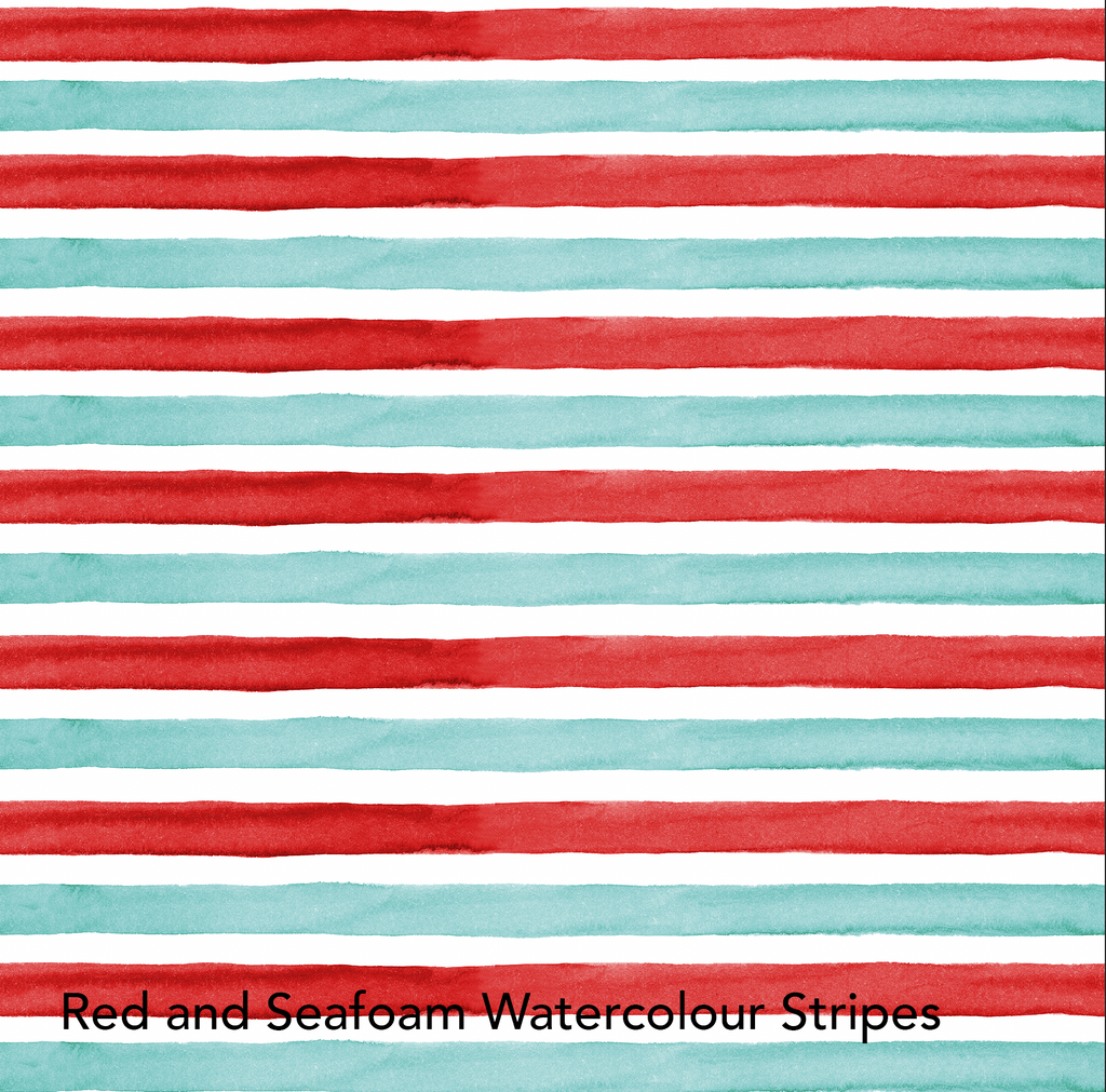 Fabric Red and Seafoam Watercolor Stripes