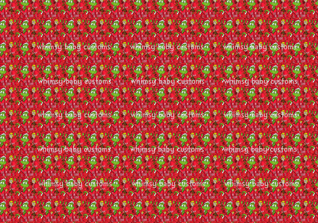Fabric Grumpy Green Guy Believe on Red
