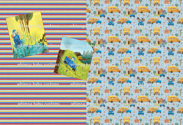 Fabric LBT Time for School Main on BLUE