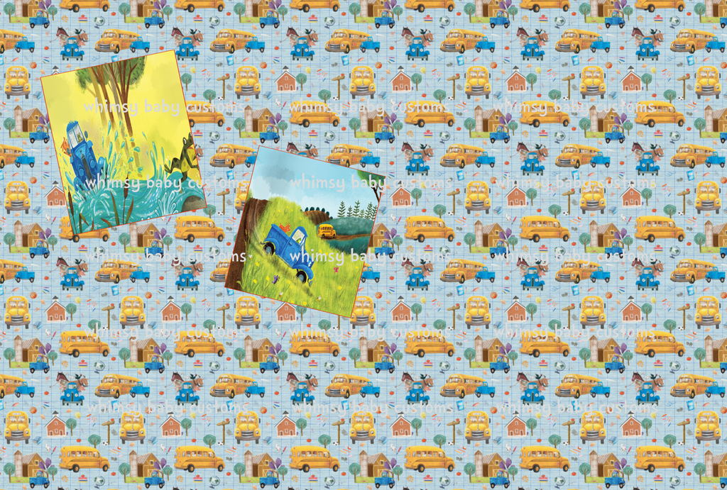 Fabric LBT Time for School Main on BLUE