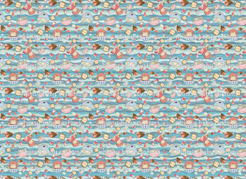 Yo Pon Fish Loves Ramen Fabric