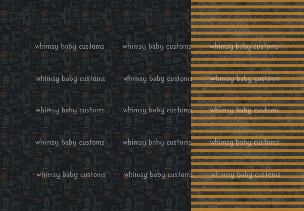 Half and Half Fabric Grunge Gamer and Stripes