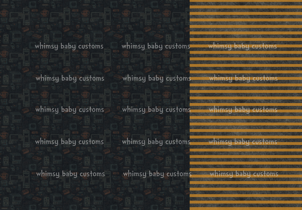 Half and Half Fabric Grunge Gamer and Stripes