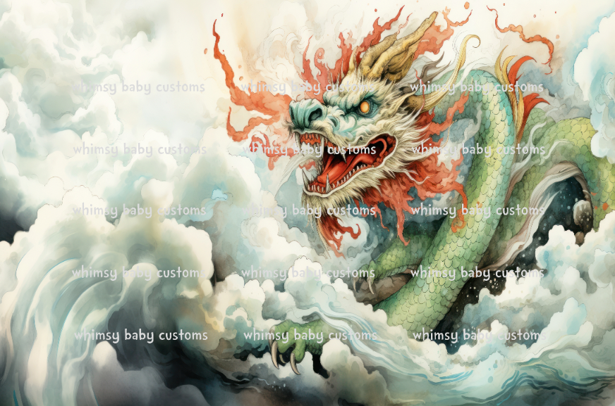 Cityscape Fabric Dragon in Clouds