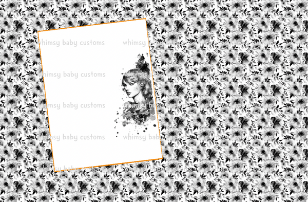 TS Watercolor Black and White Floral Fabric