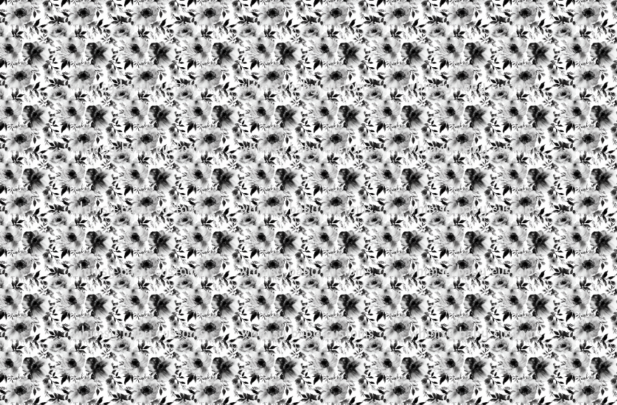 TS Watercolor Black and White Floral Fabric