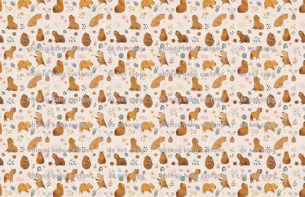 Flash Halloween / Fall Preorder 2024: Fabric Capybara on Beige