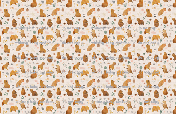 Flash Halloween / Fall Preorder 2024: Fabric Capybara on Beige