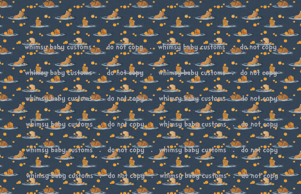 Flash Halloween / Fall Preorder 2024: Fabric Capybara on Navy