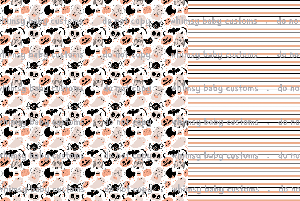 Flash Halloween / Fall Preorder 2024: Half and Half Fabric Kawaii Halloween Elements