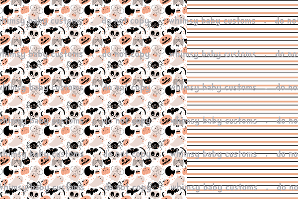 Flash Halloween / Fall Preorder 2024: Half and Half Fabric Kawaii Halloween Elements