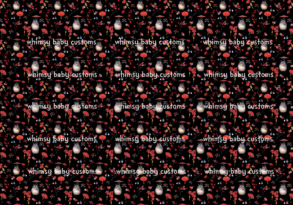 Fabric Forest Spirit MNT Red Cherry Blossoms