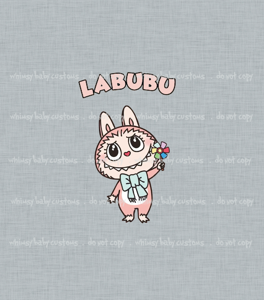 September 2025 Preorder - Child Panel Boo Boo Monsters Pink Holding Flower