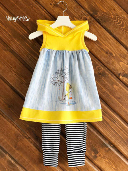 N682 Girl Stomping In Puddles Child Panel - White