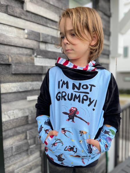 723 Child Panel I'm Not Grumpy Blue