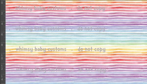 Fabric Pastel Watercolour Rainbow PIN Stripes 0.5cm wide
