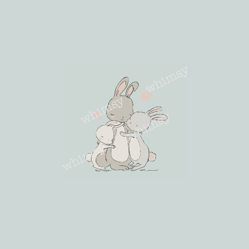 704 Bunny Mama and Baby Bunnies Hugging Child Panel