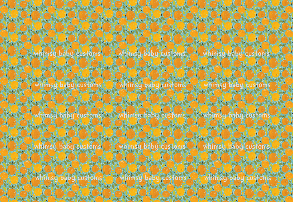 Fabric Oranges on Grunge Green