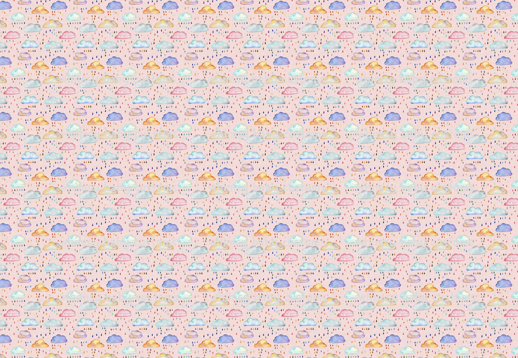 Watercolour Clouds on PINK Fabric