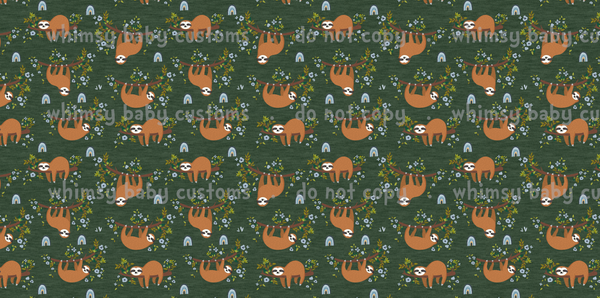 436 Child Panel Sloth Love Green