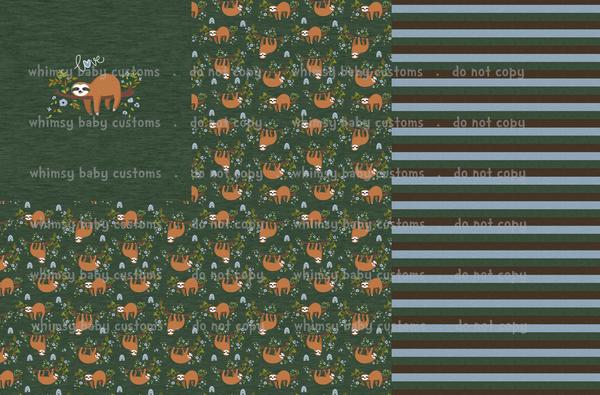 436 Child Panel Sloth Love Green