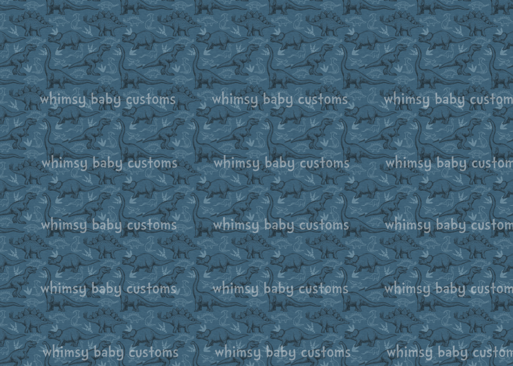 Fabric Tone on Tone Dinosaurs on a FAUX Blue Heather