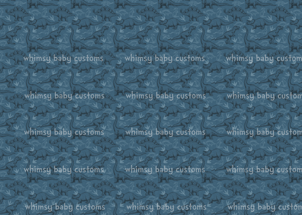 Fabric Tone on Tone Dinosaurs on a FAUX Blue Heather