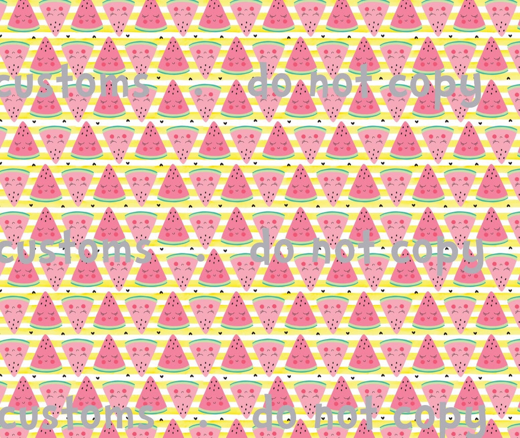Fabric Kawaii Watermelons with Yellow Stripes