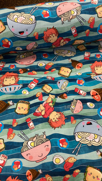 Yo Pon Fish Loves Ramen Fabric