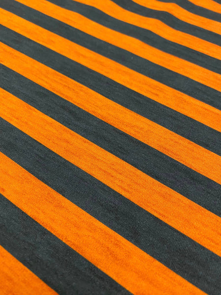 Fabric Orange and Dark Blue / Grey Heather Stripes