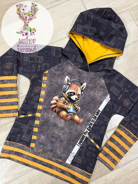 557 Child Panel Raccoon Grunge Gamer