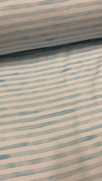 Watercolour PIN Stripes Light Blue On Various Bases (IN YARDS)