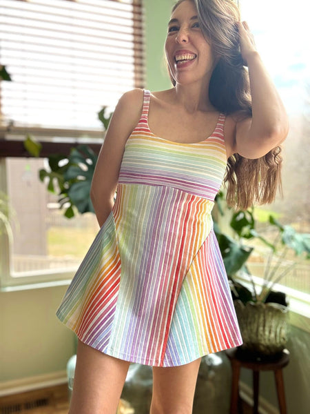 Fabric Pastel Watercolour Rainbow Stripes