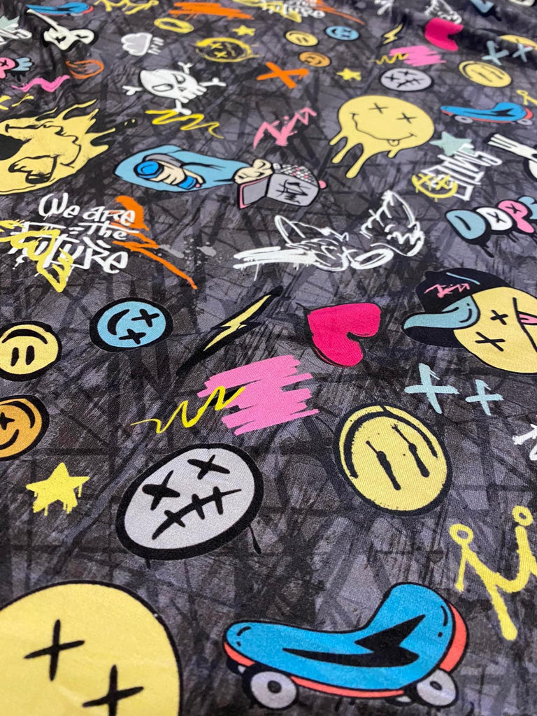 Smiley Face Grafitti Fabric