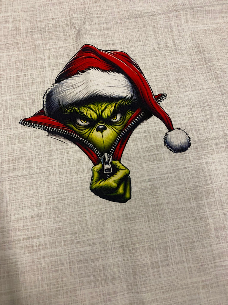 Child Panel Christmas Grumpy Green Guy Zipper