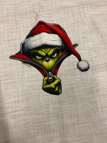 Child Panel Christmas Grumpy Green Guy Zipper