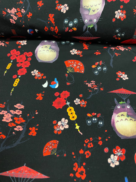 Fabric Forest Spirit MNT Red Cherry Blossoms