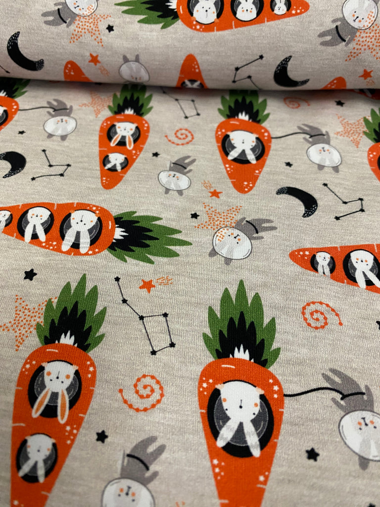 Fabric Bunny in Carrot Spaceships (Approx 1 YARD)