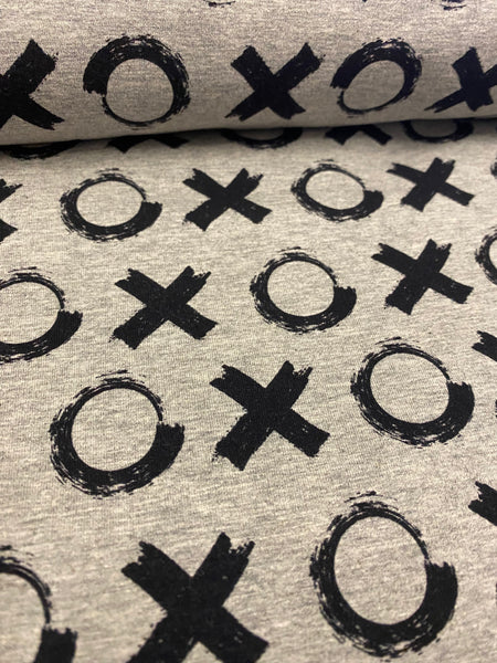 Fabric XO's on Heather Grey