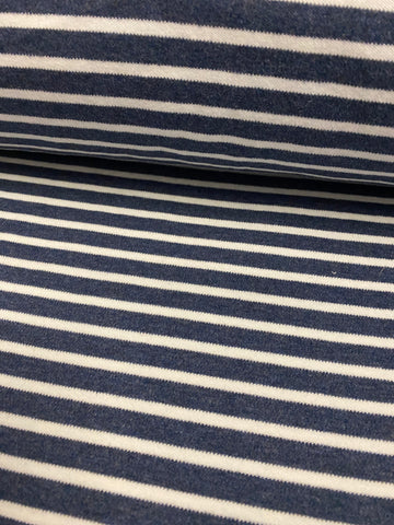 Organic Cotton Heather Stripes Interlock Fabric - Medium Blue