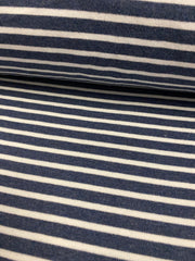 Organic Cotton Heather Stripes Interlock Fabric - Medium Blue