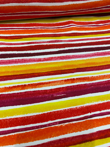 Fabric Orange and Red Sunset Stripes