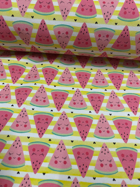 Fabric Kawaii Watermelons with Yellow Stripes