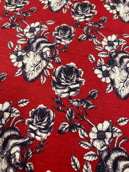 Fabric Anatomical Heart and Flowers